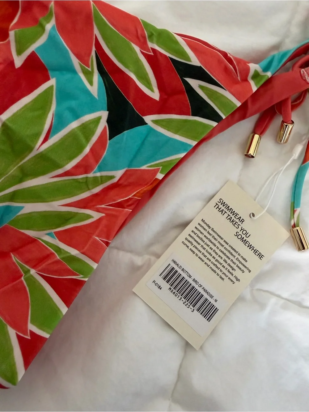 Monday Swimwear Red & Green Leaf Print Triangle Bikini